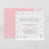 Silver & Pink Winter Wonderland Girl Baby shower Kaart (Voorkant / Achterkant)