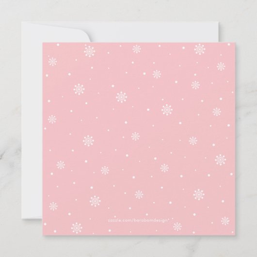 Silver & Pink Winter Wonderland Girl Baby shower Kaart (Achterkant)