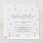 Silver & Pink Winter Wonderland Girl Baby shower Kaart (Voorkant)