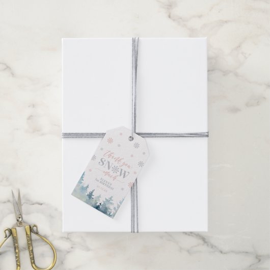 Silver & Pink Winter Wonderland Hartelijk dank Cadeaulabel (Met Touw)