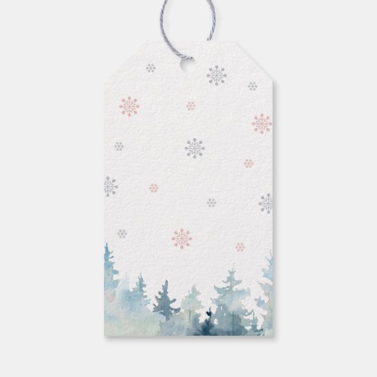 Silver & Pink Winter Wonderland Hartelijk dank Cadeaulabel (Achterkant)
