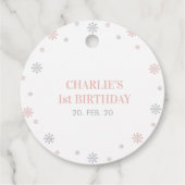 Silver & Pink Winter Wonderland Party Dank u Bedankjes Labels (Achterkant)