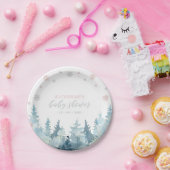 Silver & Pink Winter Wonderland Snow Baby shower Papieren Bordje (Feest)