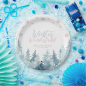 Silver & Pink Winter Wonderland Snowflake Birthday Papieren Bordje (Feest)