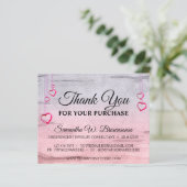 Silver Pink Wooden Textured Heart Hartelijk dank (Staand voorkant)