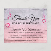 Silver Pink Wooden Textured Heart Hartelijk dank (Voorkant)