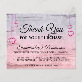 Silver Pink Wooden Textured Heart Hartelijk dank