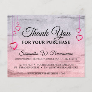 Silver Pink Wooden Textured Heart Hartelijk dank