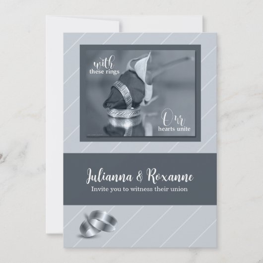 Silver Pinstripe Gay Wedding Invitation Kaart (Voorkant)
