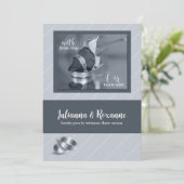 Silver Pinstripe Gay Wedding Invitation Kaart (Staand voorkant)