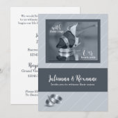 Silver Pinstripe Gay Wedding Invitation Kaart (Voorkant / Achterkant)