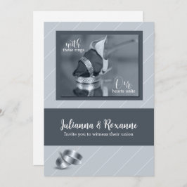 Silver Pinstripe Gay Wedding Invitation Kaart
