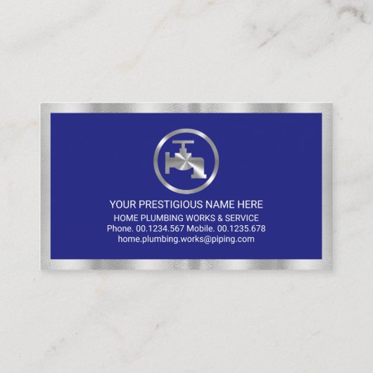 Silver Pipeline In Blue Water Grunge Visitekaartje (Achterkant)