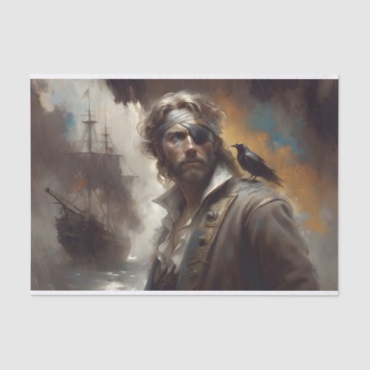 Silver Pirate Captain Decoupage Tissuepapier (Voorkant)