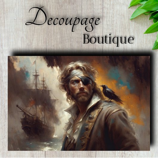 Silver Pirate Captain Decoupage Tissuepapier