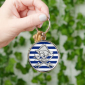 Silver Pirate over Nautical Stripes Sleutelhanger (Hand)
