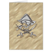 Silver Pirate Skull in de zand (Voorkant)