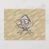 Silver Pirate Skull in de zand Briefkaart (Voorkant)