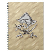 Silver Pirate Skull in de zand Notitieboek (Voorkant)