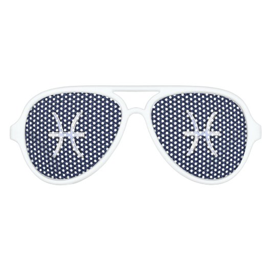 Silver Pisces Zodiac Sign Blue Carbon Fiber Print Aviator Zonnebril (Voorkant)