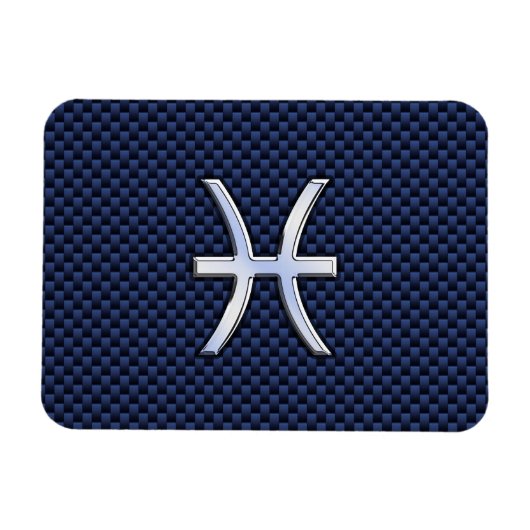 Silver Pisces Zodiac Sign Blue Carbon Fiber Print Magneet (Horizontaal)