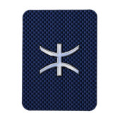 Silver Pisces Zodiac Sign Blue Carbon Fiber Print Magneet (Verticaal)