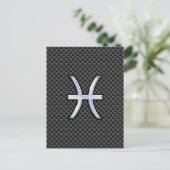 Silver Pisces Zodiac Sign on Carbon Fibre Print Briefkaart (Staand voorkant)