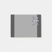 Silver Pisces Zodiac Sign on Carbon Fibre Print Post-it® Notes (Voorkant)
