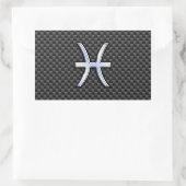 Silver Pisces Zodiac Sign on Carbon Fibre Print Rechthoekige Sticker (Tas)