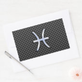 Silver Pisces Zodiac Sign on Carbon Fibre Print Rechthoekige Sticker (Envelop)
