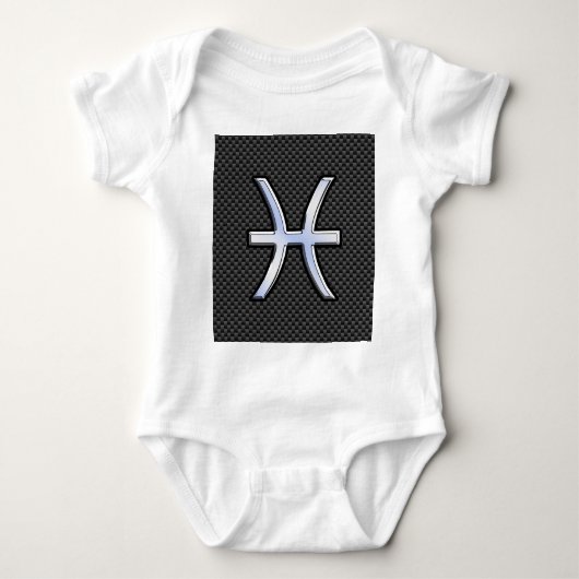 Silver Pisces Zodiac Sign on Carbon Fibre Print Romper (Voorkant)
