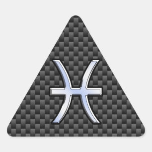 Silver Pisces Zodiac Sign on Carbon Fibre Print Sticker