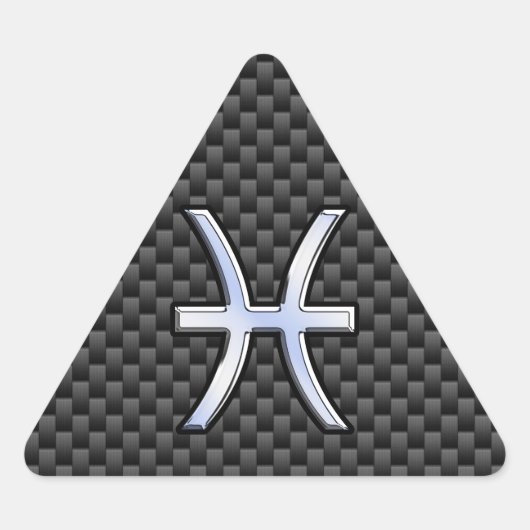 Silver Pisces Zodiac Sign on Carbon Fibre Print Sticker (Voorkant)