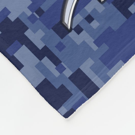 Silver Pisces Zodiac Symbol Navy Blue Digital Camo Fleece Deken (Hoek)