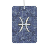 Silver Pisces Zodiac Symbol Navy Blue Digital Camo Luchtverfrisser (Voorkant)
