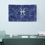 Silver Pisces Zodiac Symbol Navy Blue Digital Camo Spandoek (Beurs)