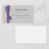 Silver Place Card met Paarse lint Plaatskaartje (Voorkant / Achterkant)