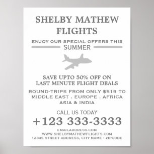 Silver Plane Icon, Adverteren vliegtuig Poster