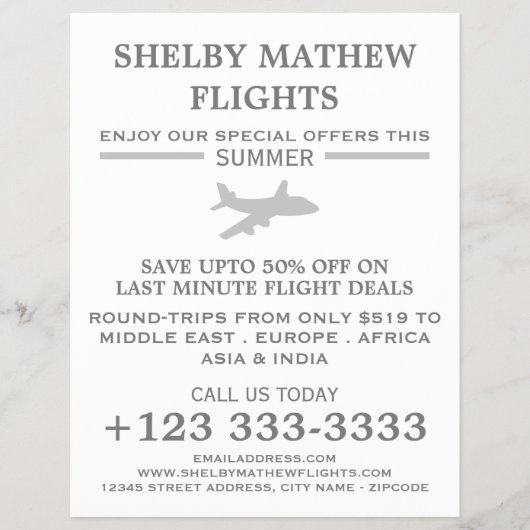 Silver Plane Icon, Airline Adverteren Flyer (Voorkant)