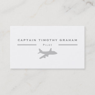 Silver Plane Icon, Flight Steward & Pilot Visitekaartje