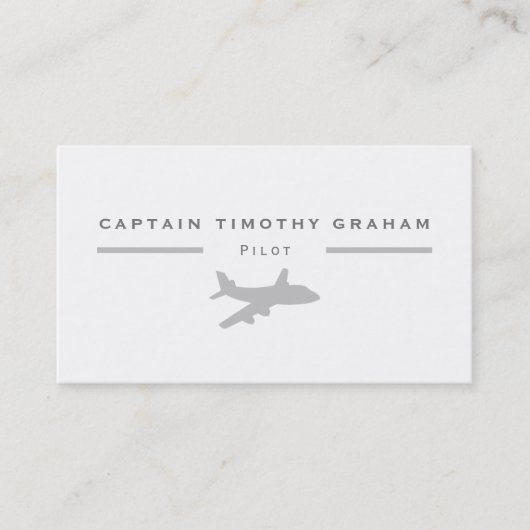 Silver Plane Icon, Flight Steward & Pilot Visitekaartje (Voorkant)