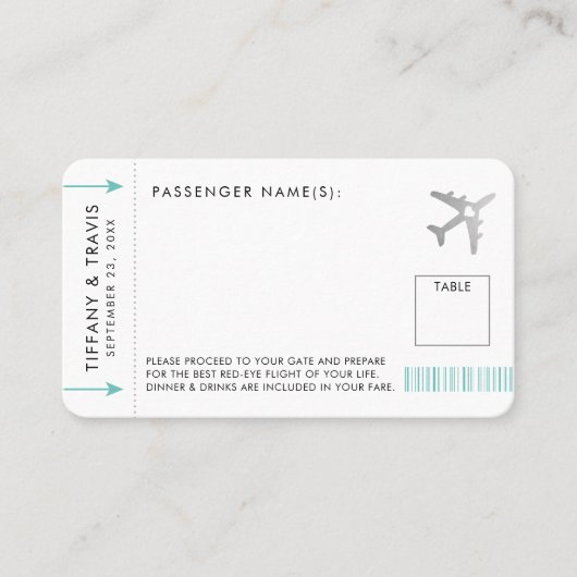 Silver Planet Ticket Boarding Pass Place Card (Voorkant)