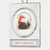SILVER PLATED Banner Ornament PUPPY IN Santa hat Verzilverd Banner Ornament (Links)