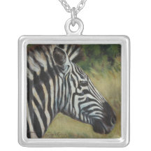 Silver-plated Large Square Zebra Ketting