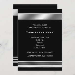 Silver Platinum Shine Elegant Event Invitation Kaart