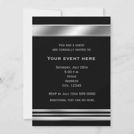 Silver Platinum Shine Elegant Event Uitnodiging (Voorkant)