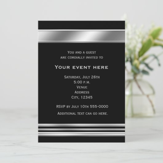 Silver Platinum Shine Elegant Event Uitnodiging (Staand voorkant)