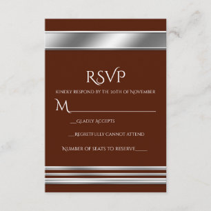 Silver Platinum Shine Elegant RSVP-kaart, ALLE KLE RSVP Kaartje