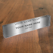 Silver Platinum Shine Modern Minimal Personalized Naambordje (Zijkant)