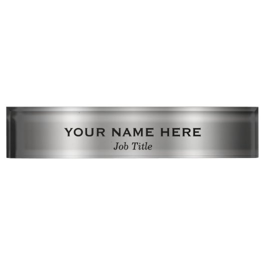 Silver Platinum Shine Modern Minimal Personalized Naambordje (Voorkant)